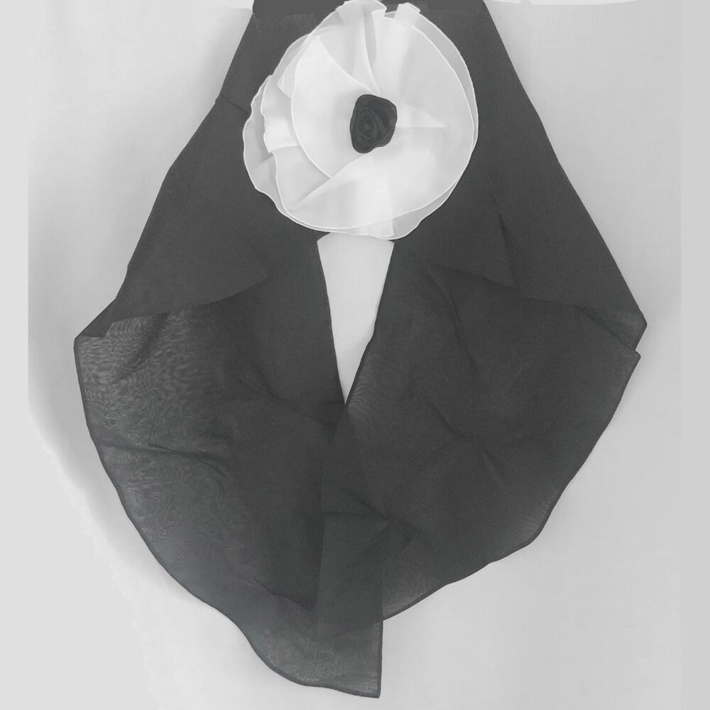 Mina Mann Silk Organza Wrap Evening Formal Black White